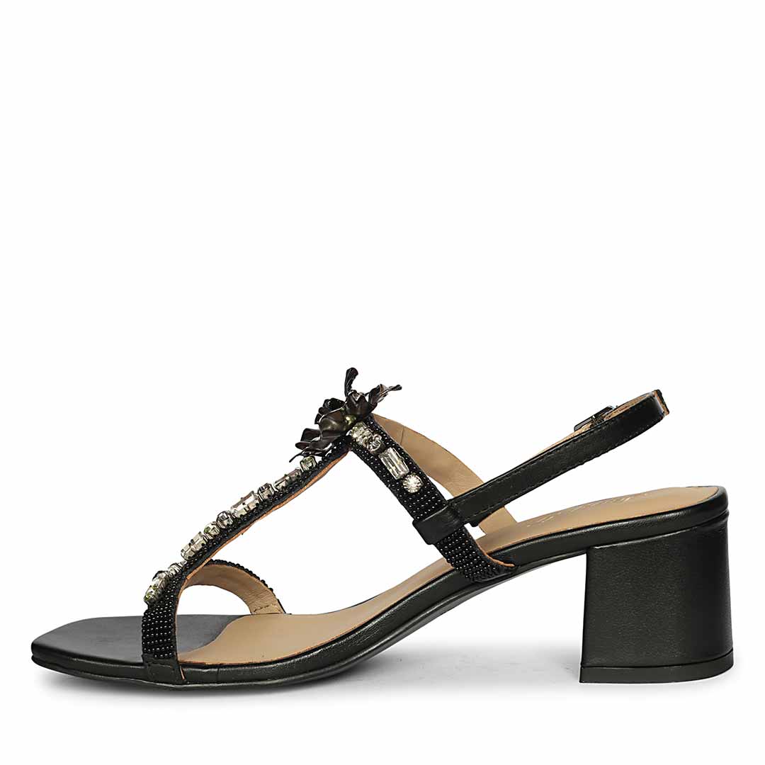 Saint Black Leather Block Heel