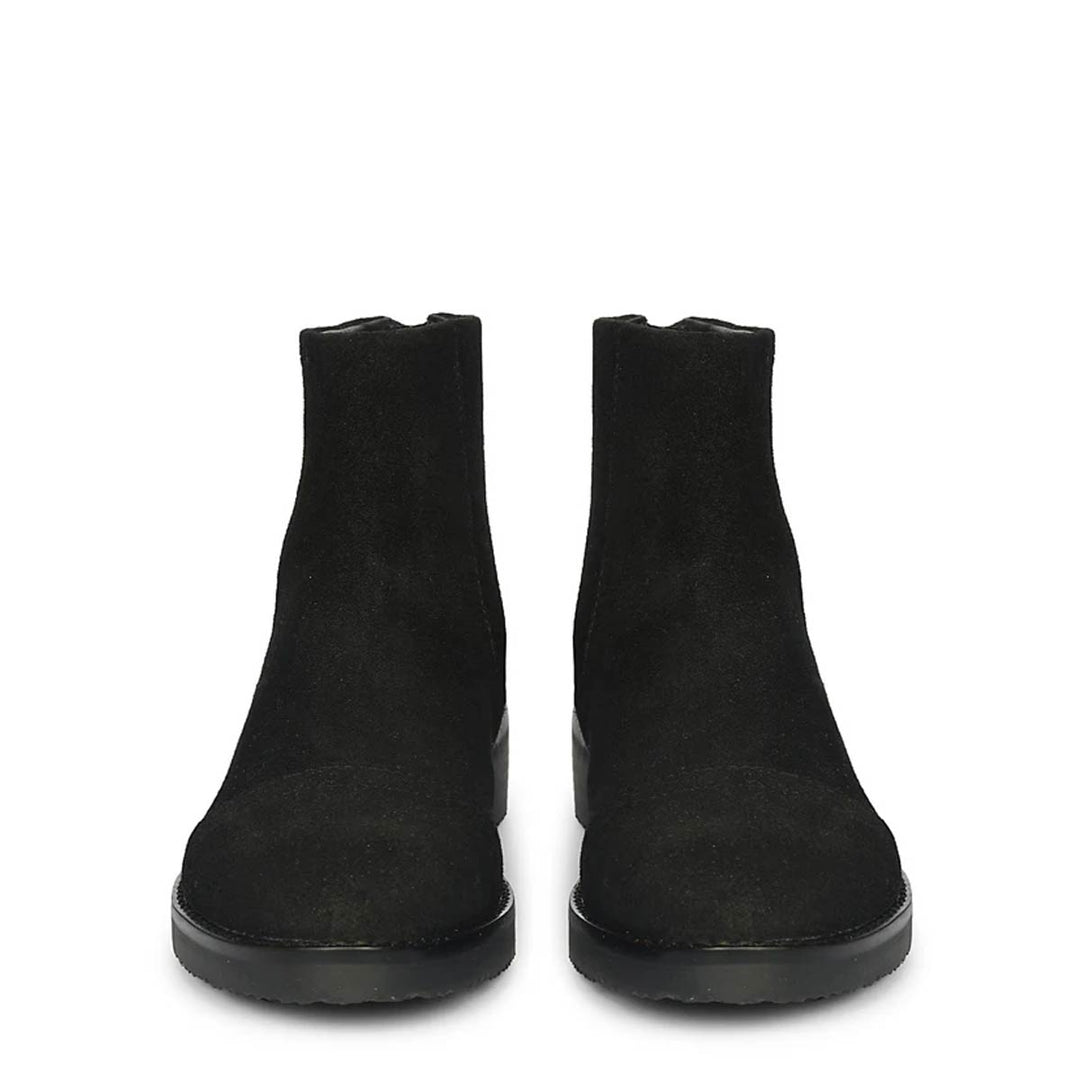 Giada Black Suede Leather Ankle Boots