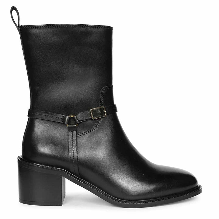 Saint Adele O- Ring Black Leather High Ankle Boots