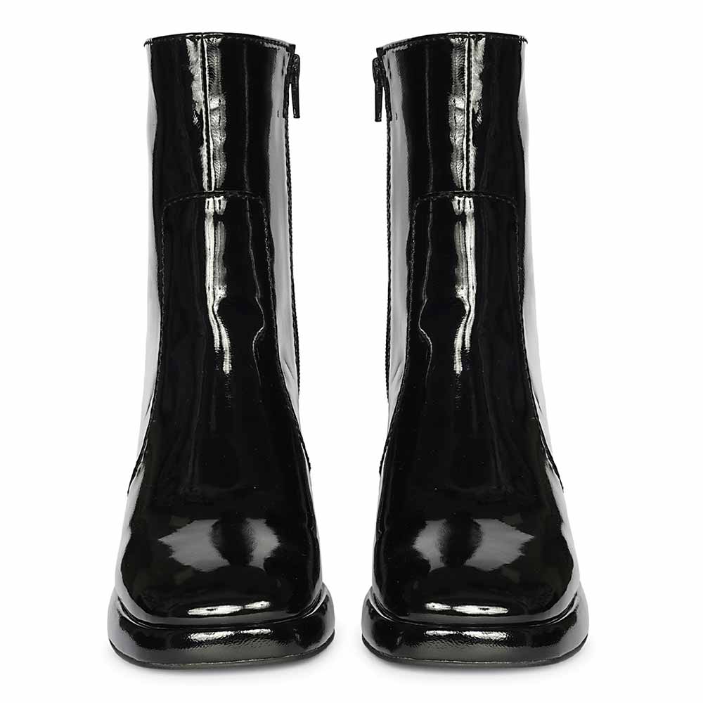 Saint Cordelia Black Crinkle Patent High Ankle Boots