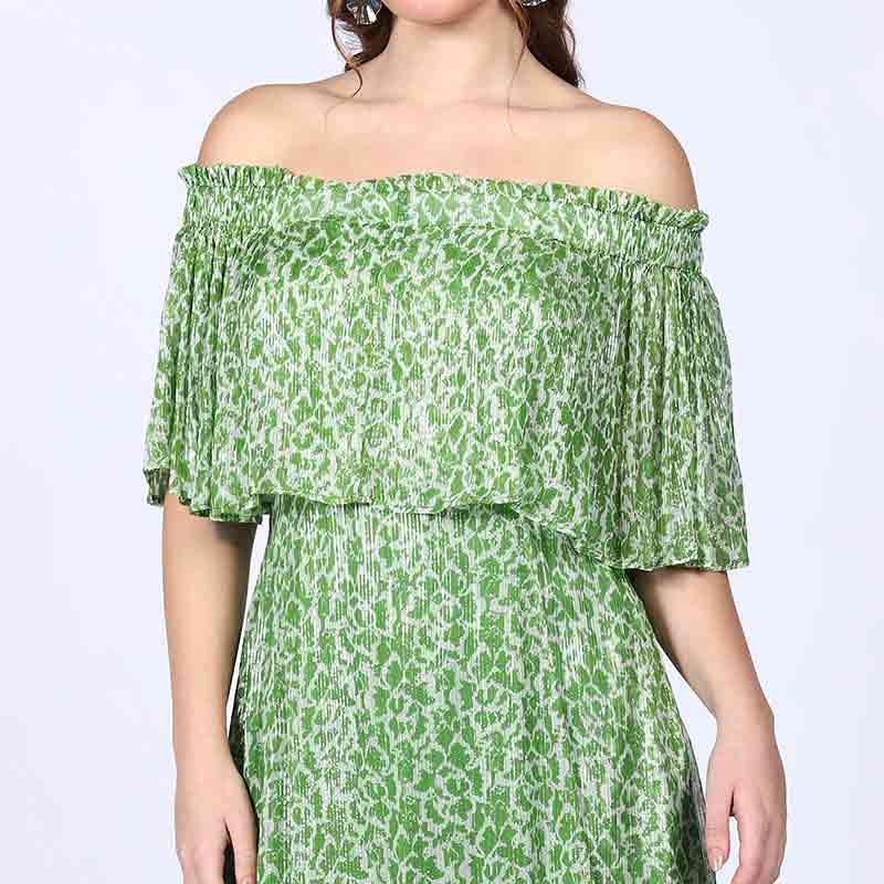 Saint Willow Green off- Shoulder Midi Dress