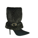 Saint Fur Cuff Black Leather Ankle Boots