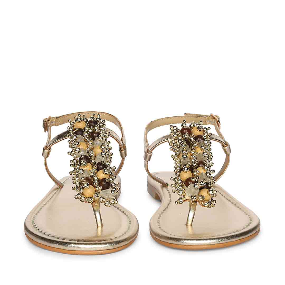 Saint Kierel Jeweled Platin Leather Flats