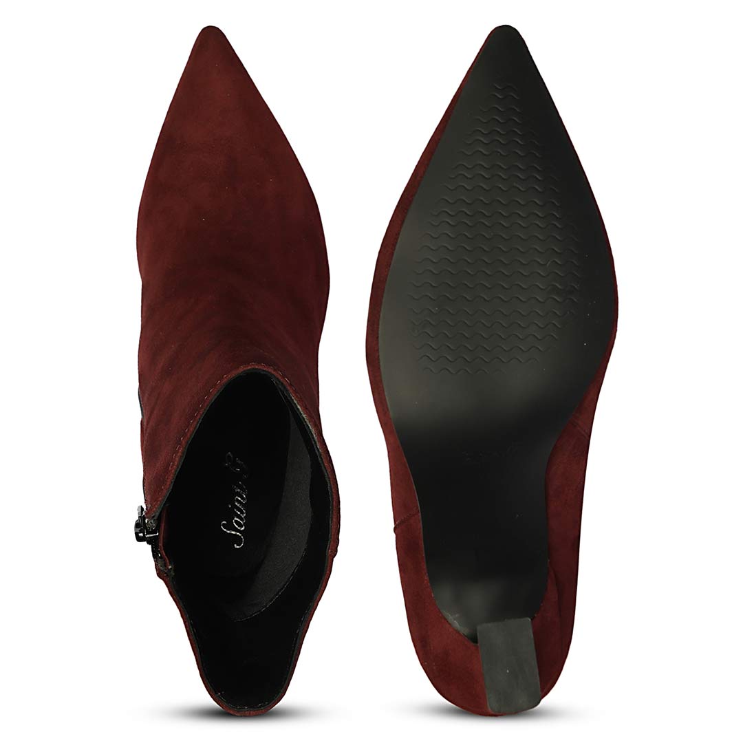 Saint Eliza Burgundy Suede Leather Ankle Boots