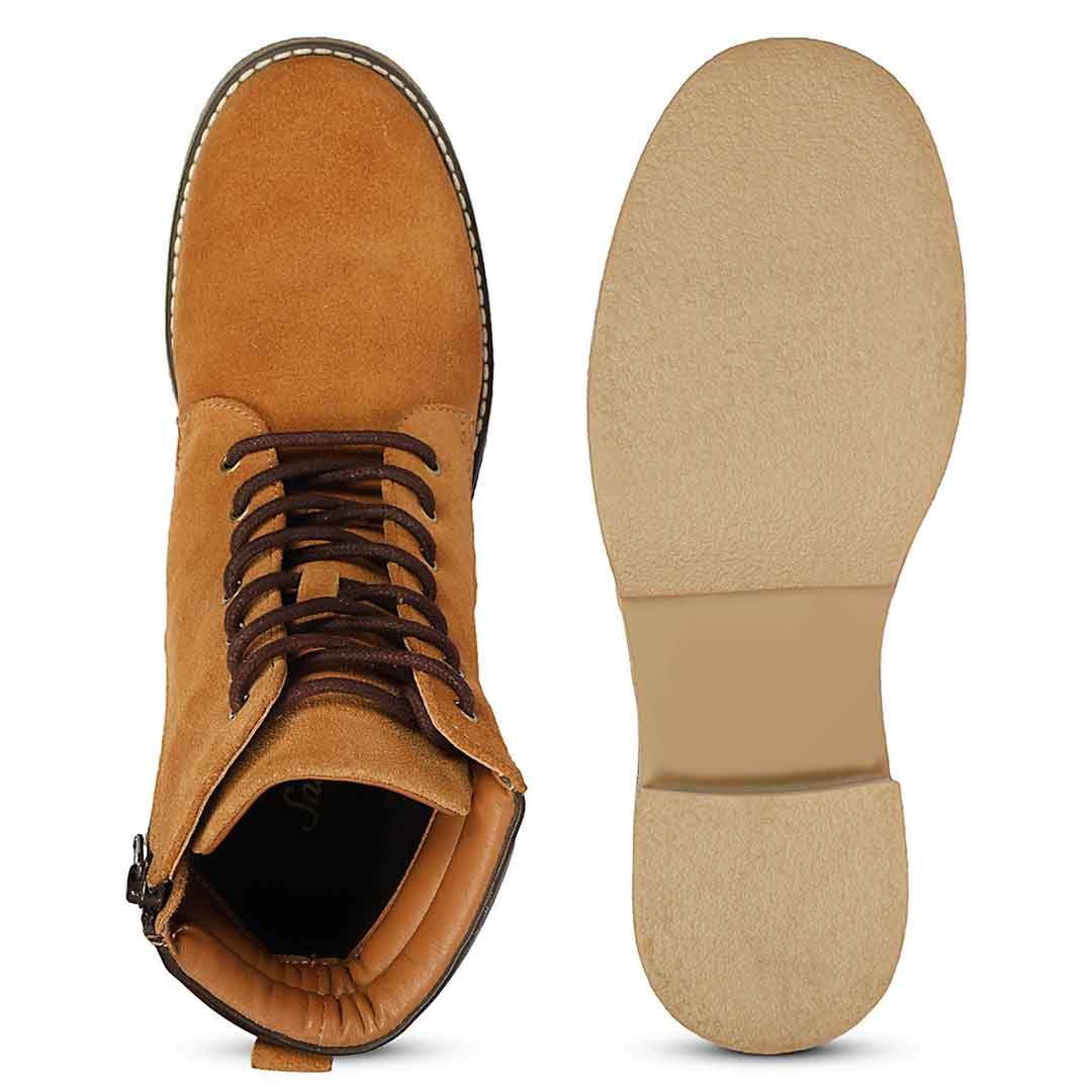 Saint Esme Tan Suede Leather Lace Up Boots