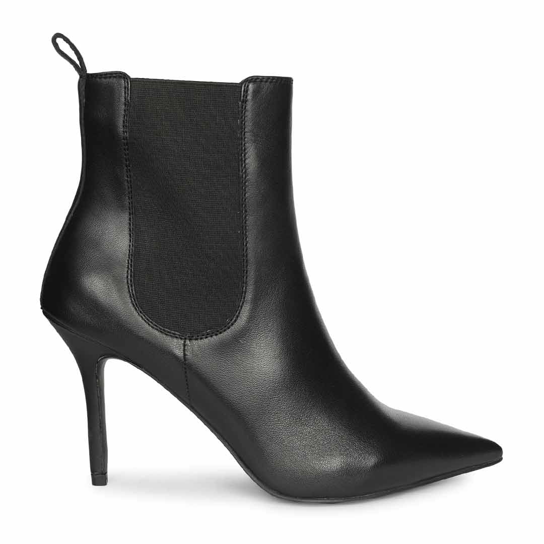 Saint Arely Black Metallic Leather Stiletto Ankle Boots