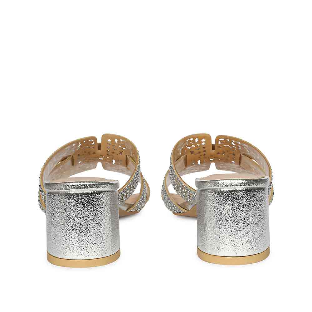 Saint Silver Leather Block Heels