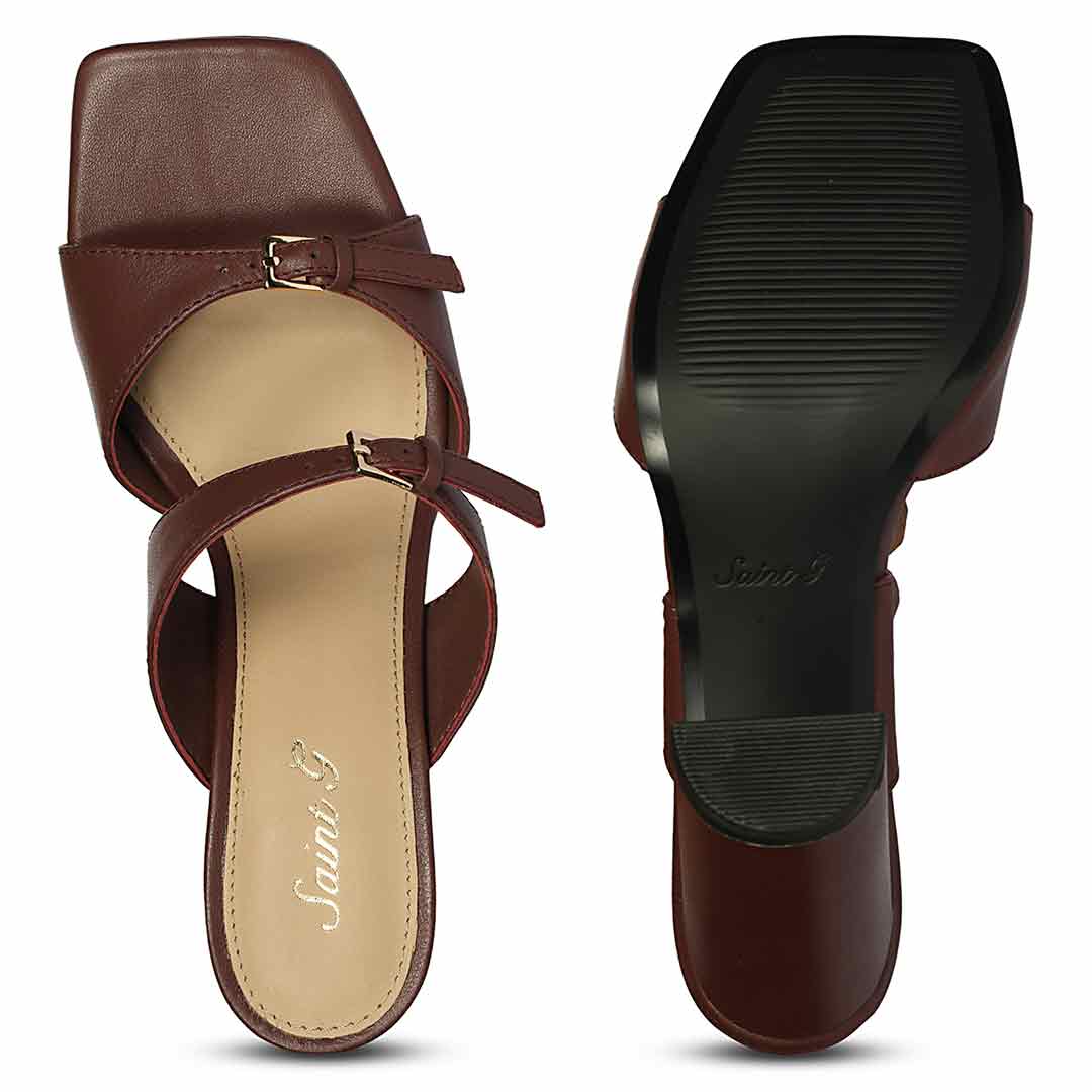 Saint Mallory Buckle Port Royale Leather Heels