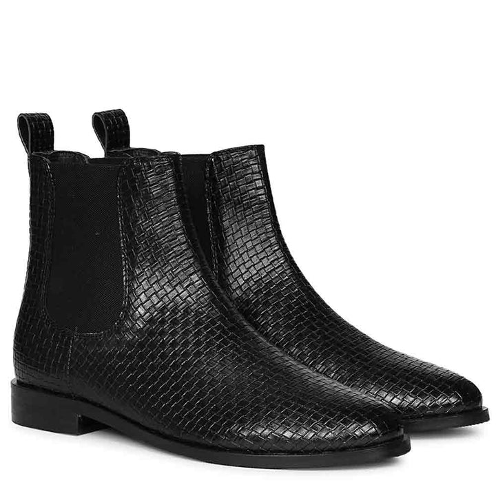 Saint Amara Woven Embossed Chelsea Leather Boots