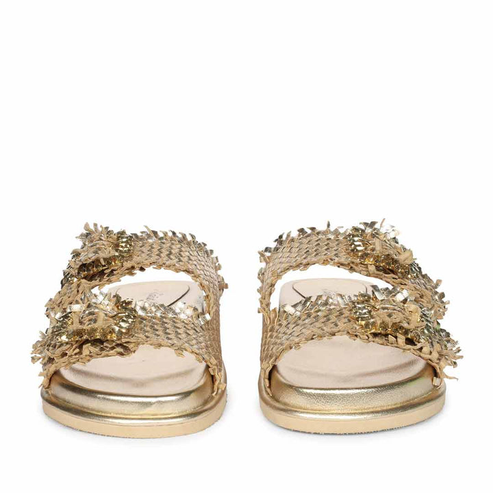 Saint Nuala Diamante Platin Woven Leather Sandals