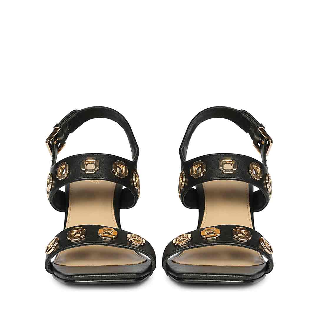 Saint Kendall Gold Eyelet  Black Wedge Heels