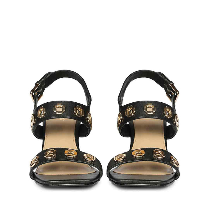 Saint Kendall Gold Eyelet  Black Wedge Heels