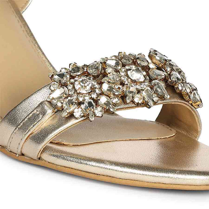 Saint Brittany Crystal Stone Gold Leather Stilettos