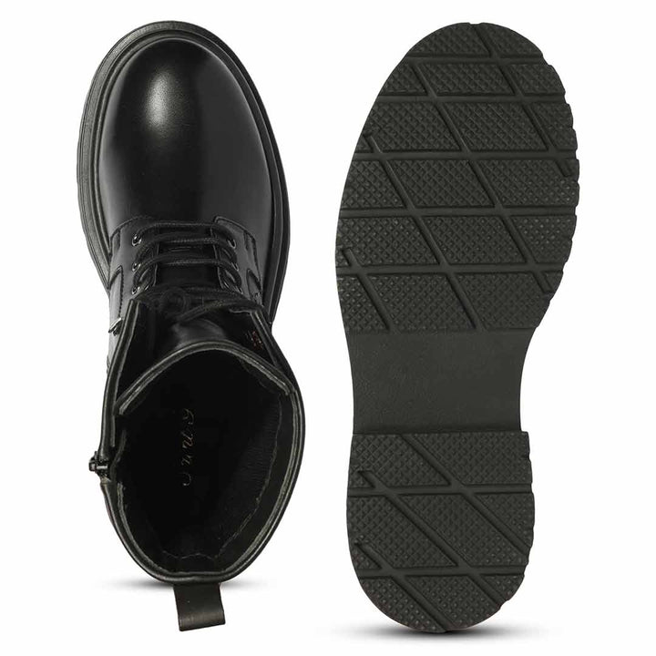 Saint Black Leather High Ankle Boots