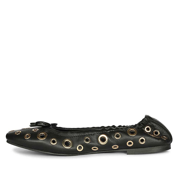 Saint Rovella Black Eyelet Ballet Flats