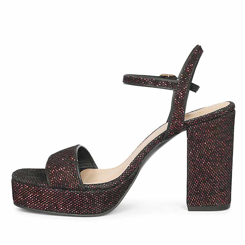 Saint Merrily Bordo Glitter Fabric Block Heels
