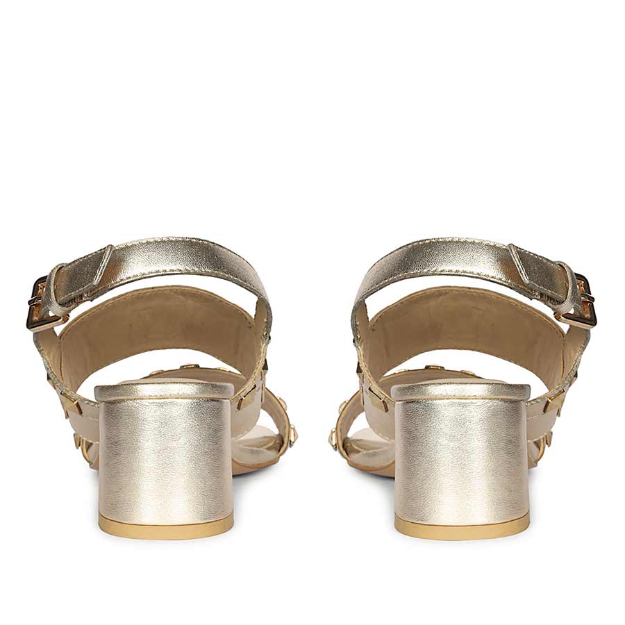 Saint Mabel Embellished Metallic Gold Leather Heels