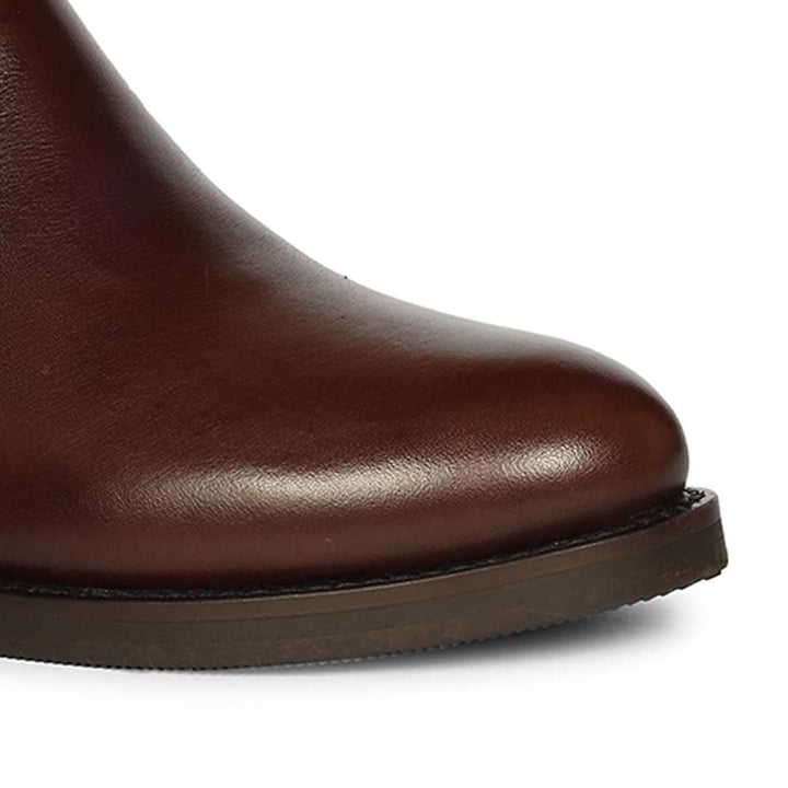 Saint Mikayla Buckle Strap Brown Leather Ankle Boots