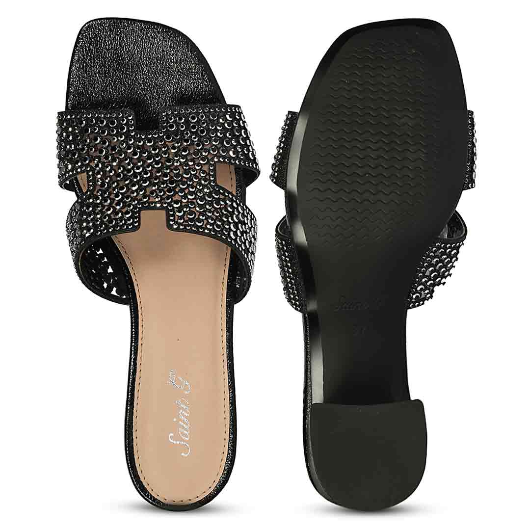 Saint  Black Leather Block Heels