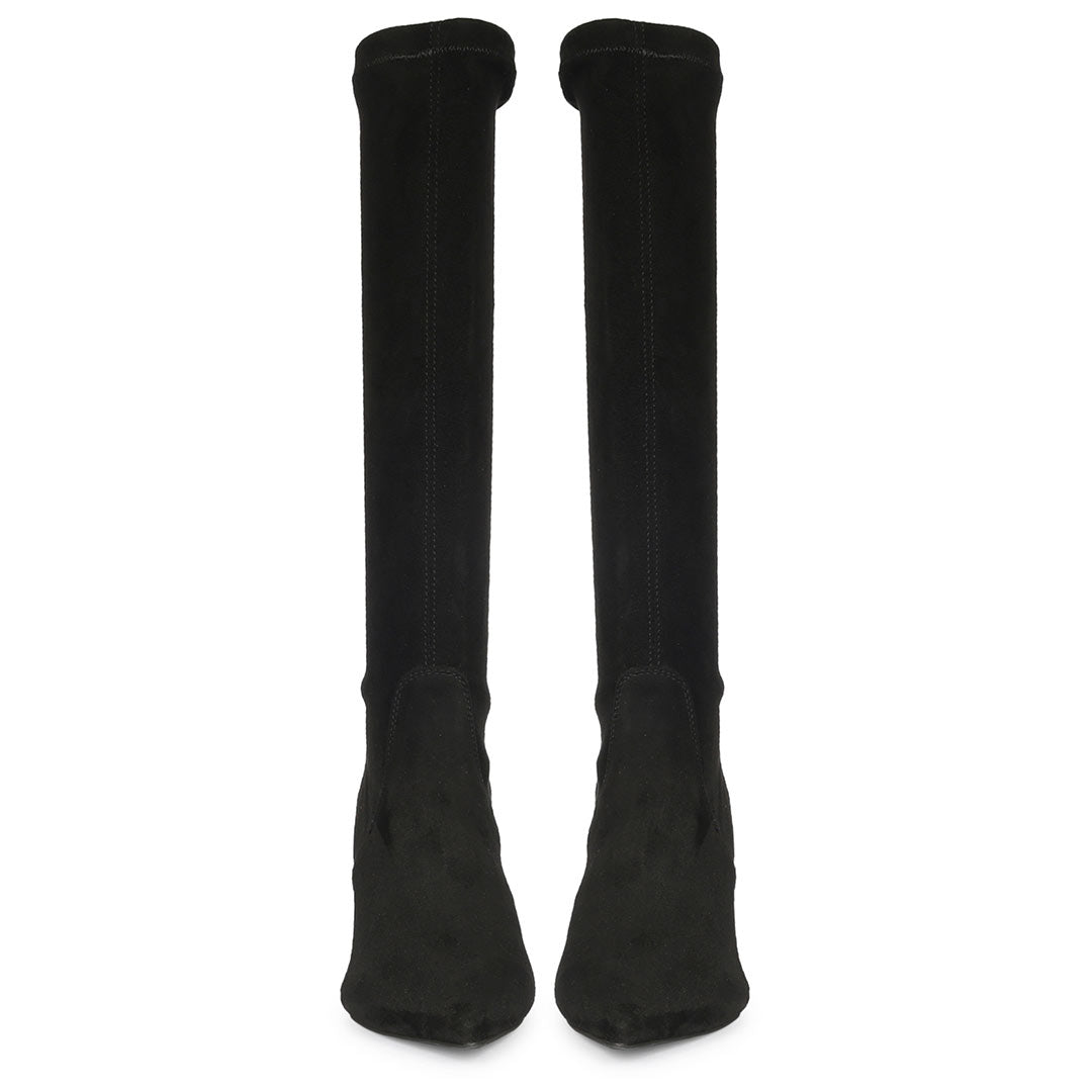 Saint Maren Black Stretch Suede Knee High Long Boots