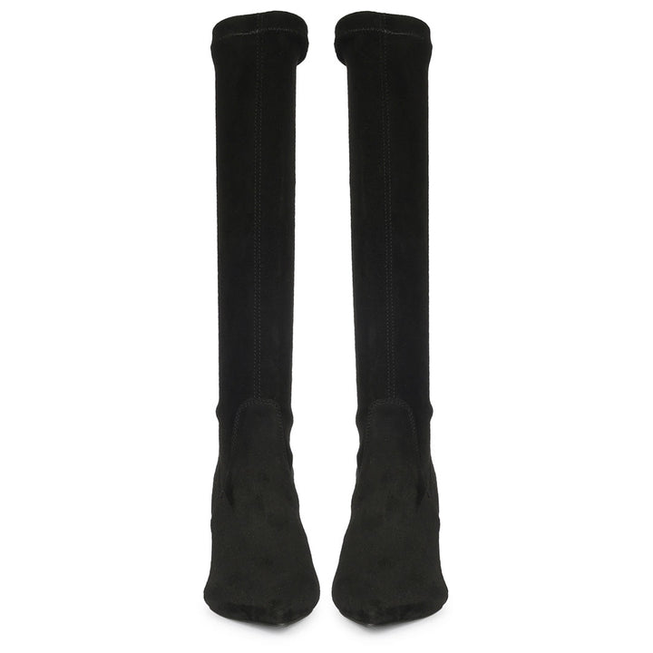 Saint Maren Black Stretch Suede Knee High Long Boots