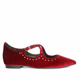 Saint Nivea Golden Studs Bordo Velvet Ballet Flats