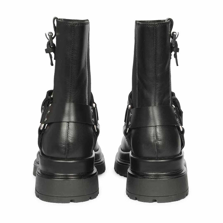 Saint Allison Black Leather High Ankle Boots