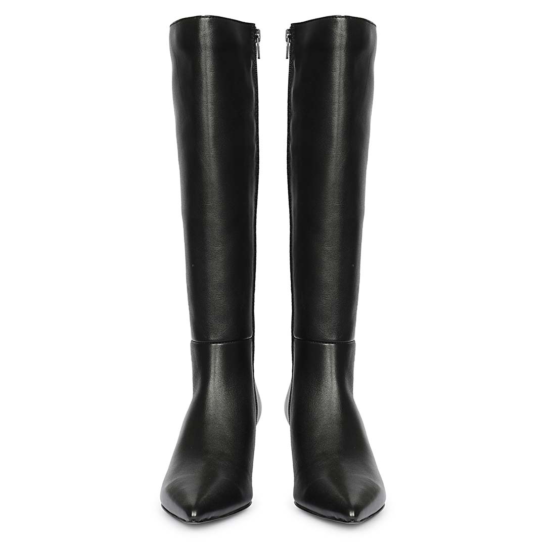 Saint Sadie Black Metal Muse Black Leather Tall Boots