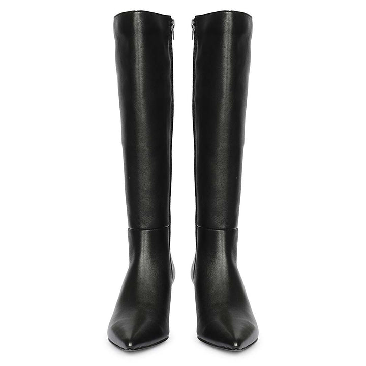 Saint Sadie Black Metal Muse Black Leather Tall Boots