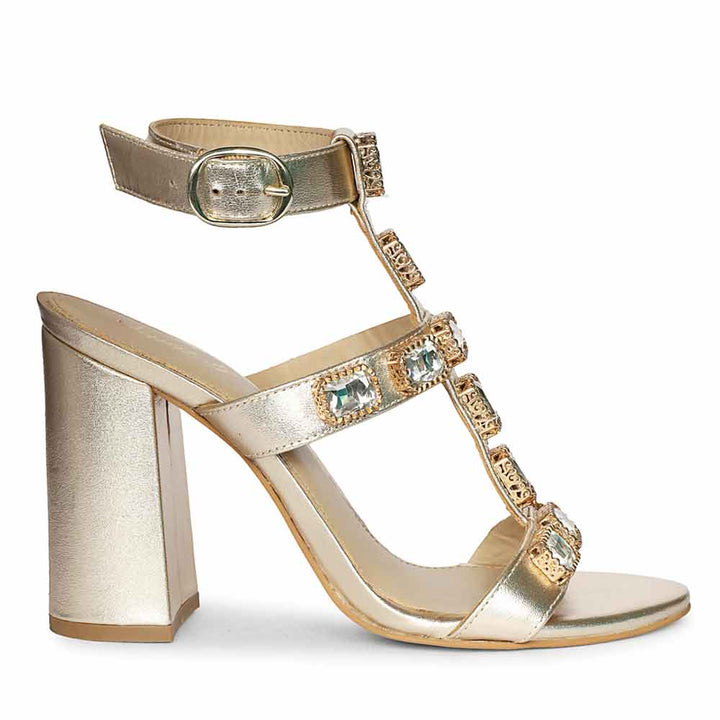 Saint Shirley Stone Embellished Cipra Leather Block Heels