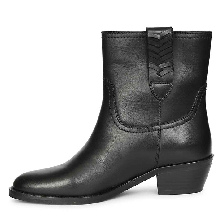 Saint Marina Black Leather High Ankle Boots