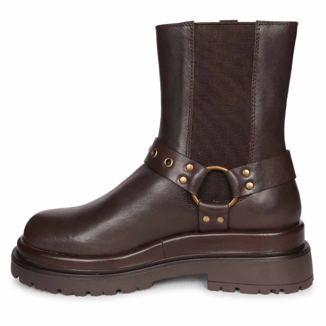 Saint Allison Brown Leather High Ankle Boots