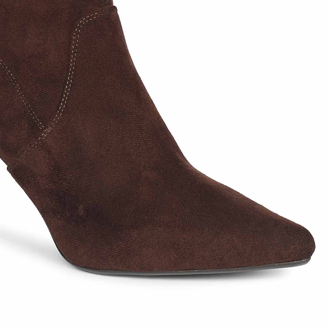 Saint Jemima Brown Stretch Suede Kitten Heel Ankle Boots – SaintG