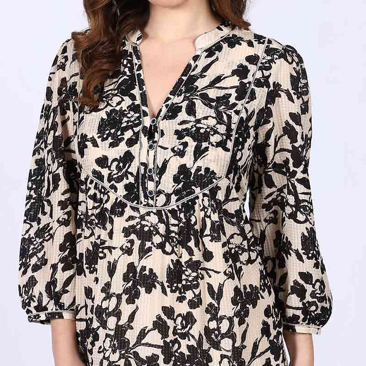 Saint Madison Ivory Floral Viscose Midi Dress