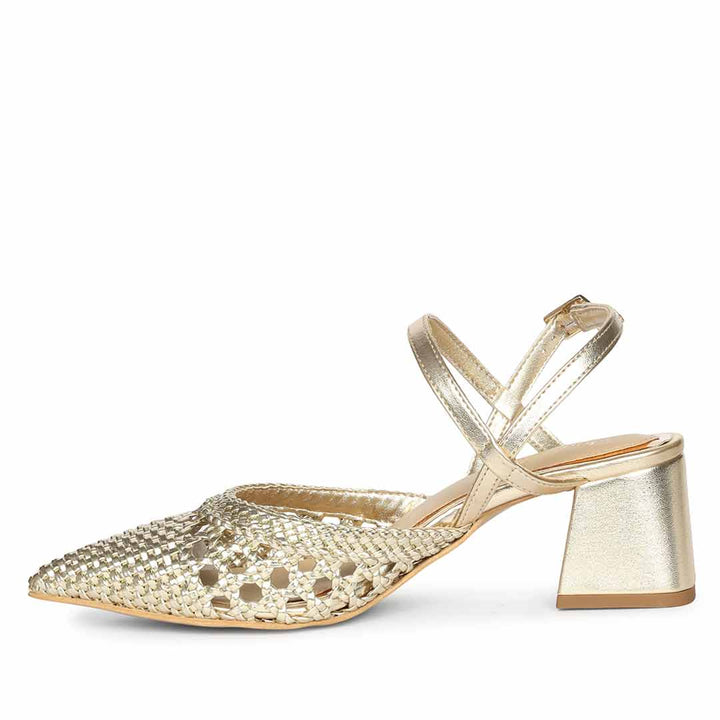 Saint Cianna Platin Multi Hand-Woven Leather Block Heels