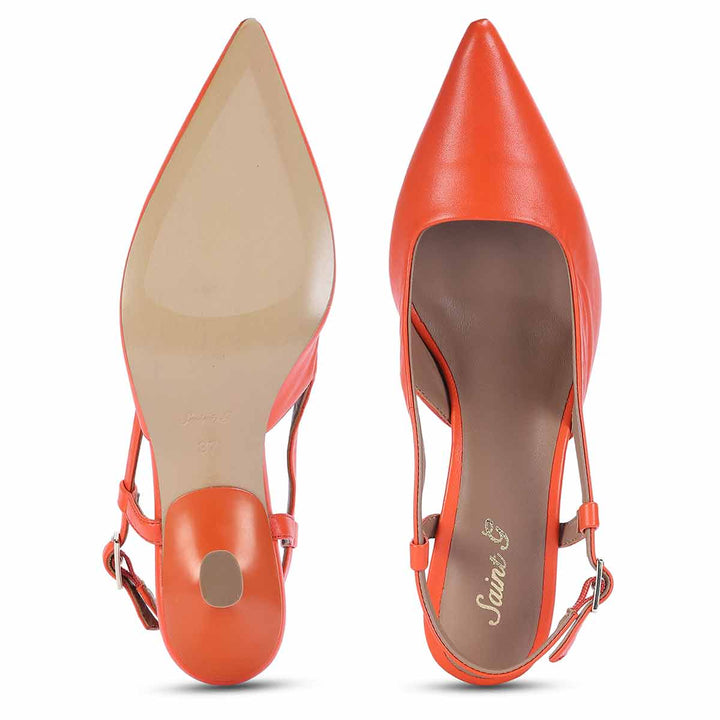 Saint Josie Orange Leather Pumps