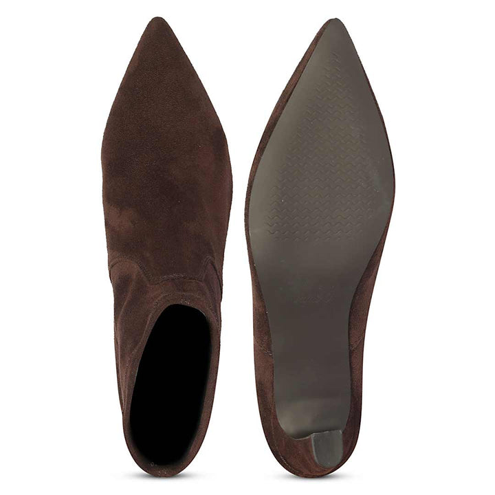 Saint Avery Brown Stretch Suede Kitten Heel Boots