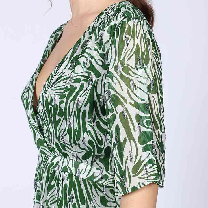 Saint Josephine Green Abstract Print Viscose Mini Dress