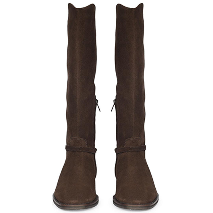 Saint Precious Hoesbit Trim Brown Suede Knee High Boots