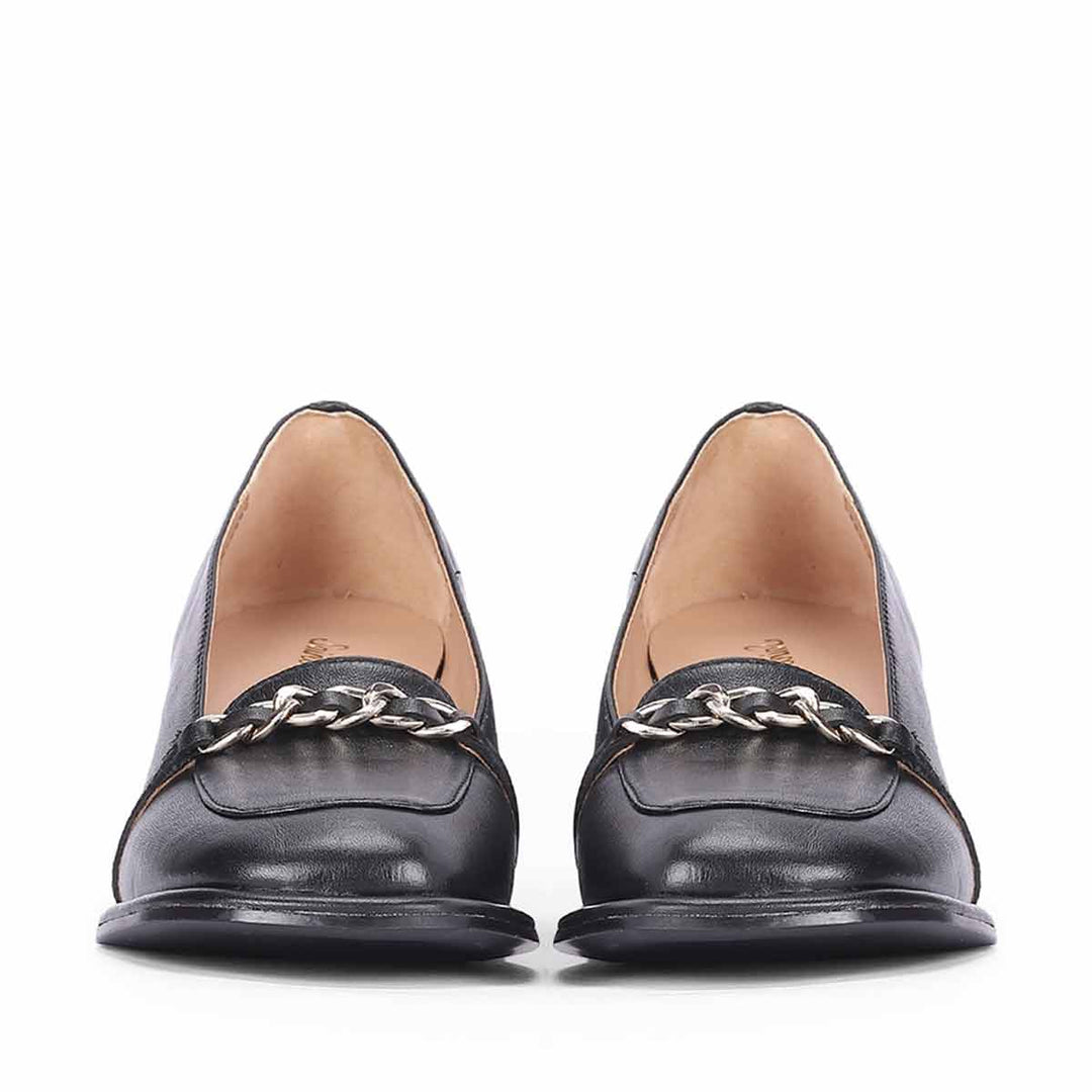 Saint Mirielle Black Leather Moccasins