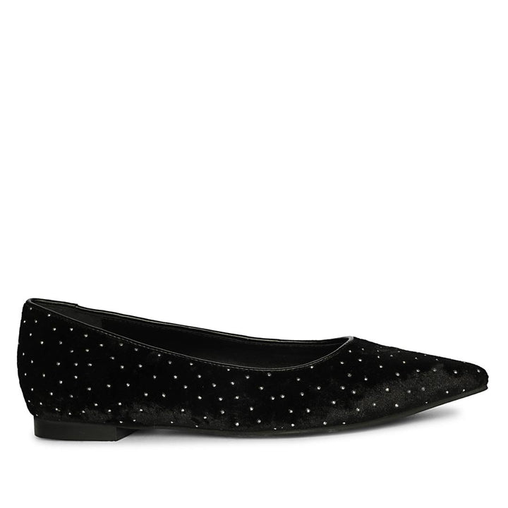 Saint Lilly Strass Black Velvet Ballerinas
