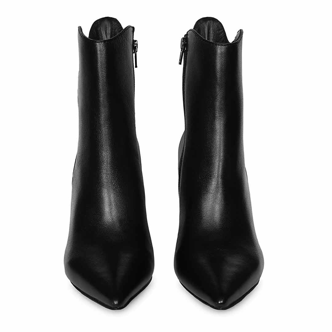 Saint Eliza Pointed-Toe Black Leather Ankle Boots