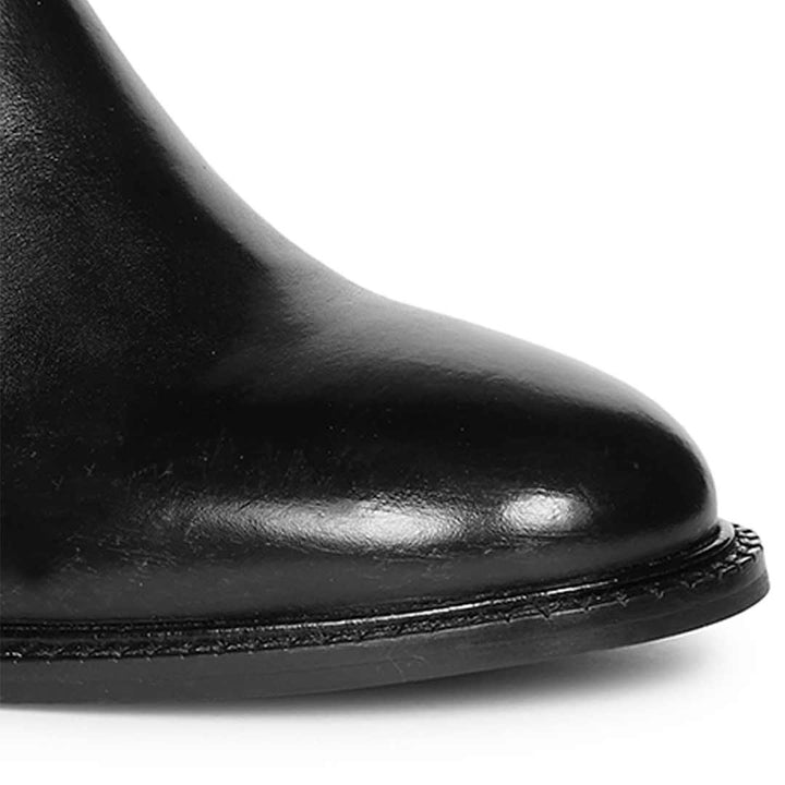 Saint Davina Black Leather Western Ankle Boots