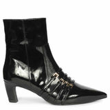 Saint Chloé Black Print Leather Kitten Heel Ankle Boots