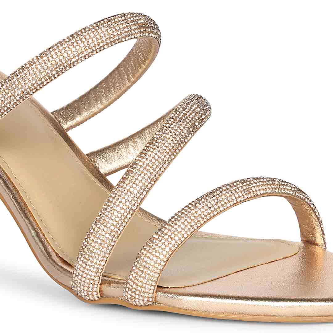 Saint Layla Crystal Cord Rose  Gold Leather Stilettos