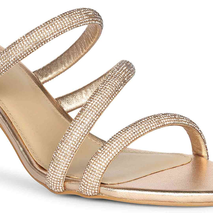 Saint Layla Crystal Cord Rose  Gold Leather Stilettos