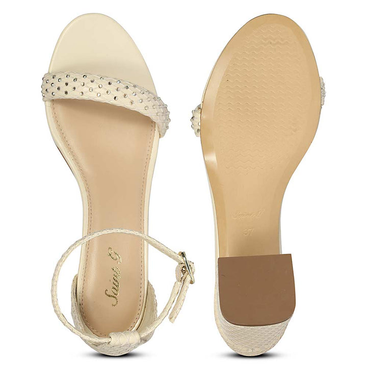 Saint Verona Off White Vegan Leather Block Heels