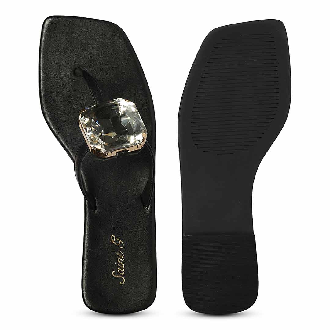 Saint Serena Luxe Black Leather Sandals