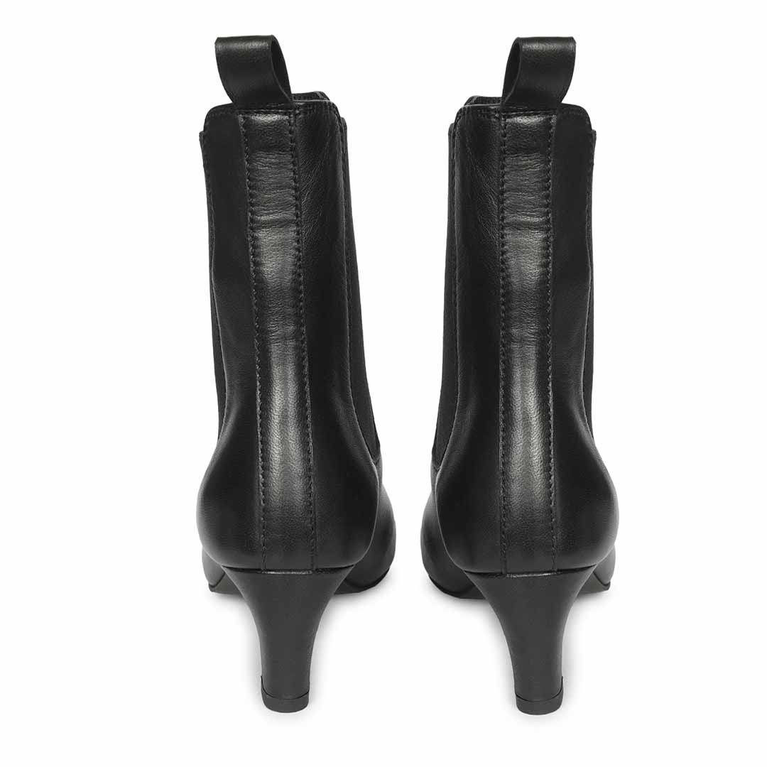 Saint Black Leather Heel Ankle Boots