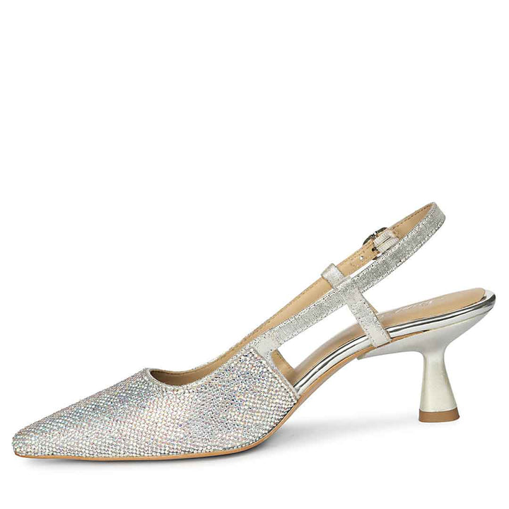 Saint Trinity Crystal Glimmer Silver Leather Pumps